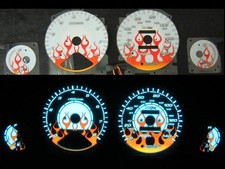 Flame Flamed White Face Cluster Glow Gauges Kit For 94-97 Honda Accord Manual