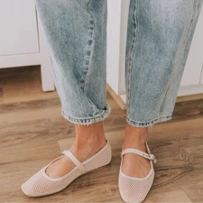 Dolce Vita Rodni Cream Mesh Ballet Mary Jane Flat 8.5