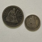 1850 O Seated Liberty Quarter, Very Fine Circulated Collectible Coin, 1873 Dime