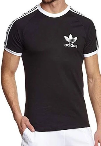 Adidas Originals Men’s 3-Stripes Cotton T-Shirt Short Sleeve Crew Neck Tee - Picture 2 of 9