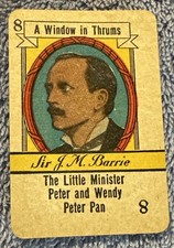 Vtg 1935 AUTHORS by RUSSELL CARD GAME Replacement Card 8 Sir J M Barrie