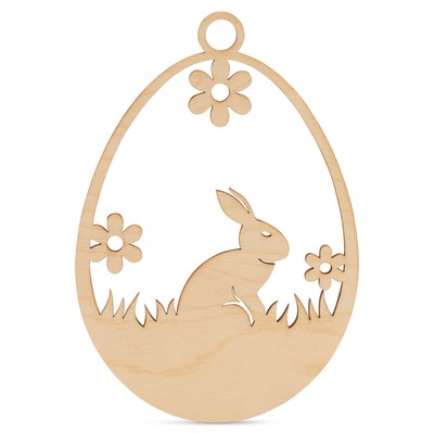 Wood Egg Cutout, Bunny Nature Scene 3''-24 , 1/8'' Thick Pack of 5 |Woodpeckers
