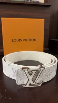 Louis Vuitton Men's White/Gray Monogram Dress Belt LV Buckle 105/42 40mm