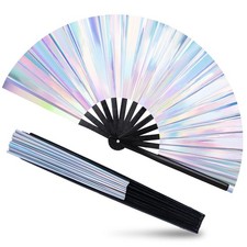 13 Inch Rave Fan   Glitter White Foldable Fan Handheld, Fans for Line Dancing...