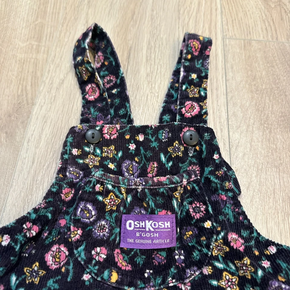 Vintage Oshkosh B’gosh Vestbak Floral Corduroy Overall Dress Size 6 Fall Floral - Image 3 of 4