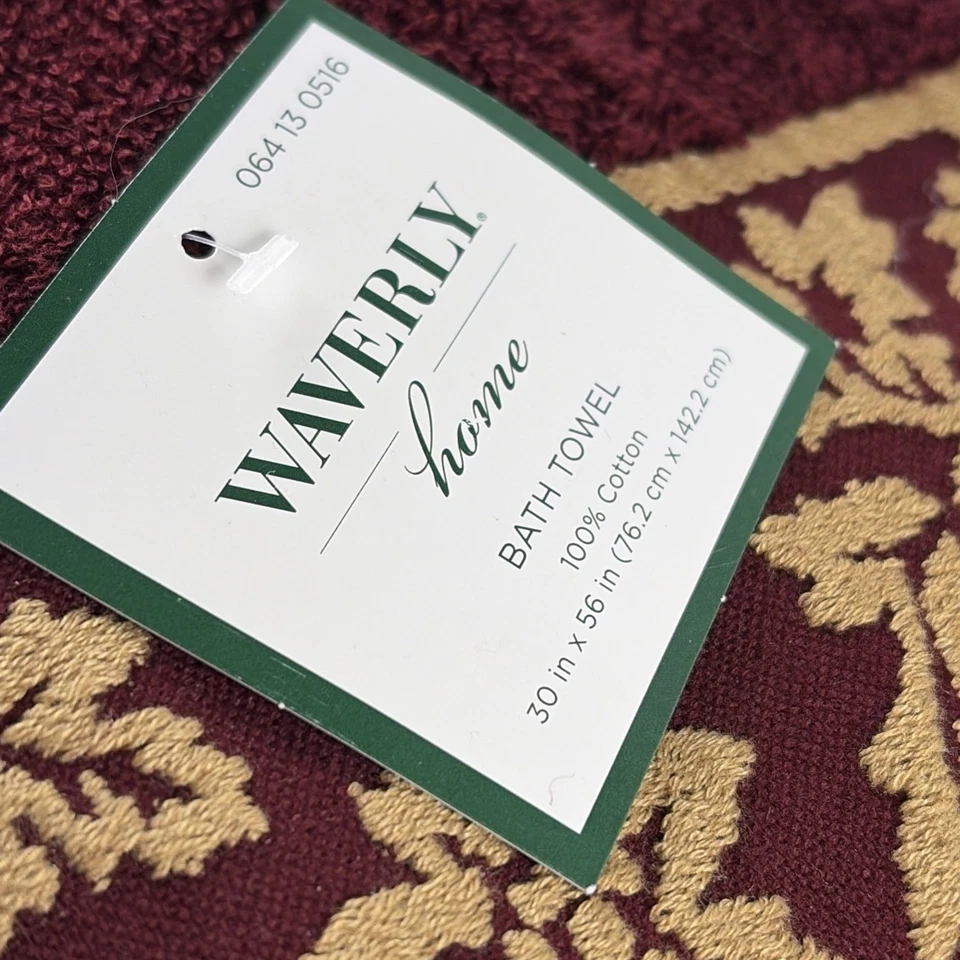 Waverly Home набор из 4 полотенец для ванны бордовый с золотой цветочной вышивкой акцент новый - Изображение 3 из 4