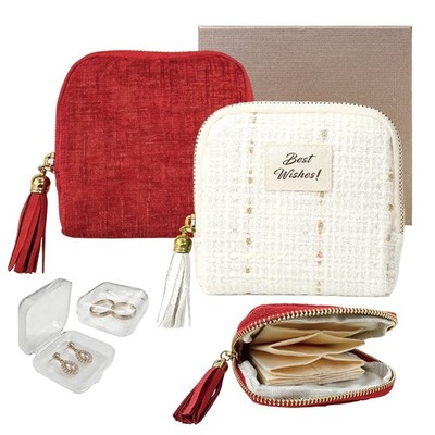 2PCS Small Travel Jewelry Case with Earring , Mini Travel Jewelry Organizer P...