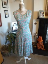 Blueberry London Aqua Mix Floral Print SleeveLess A-line Dress Size 8