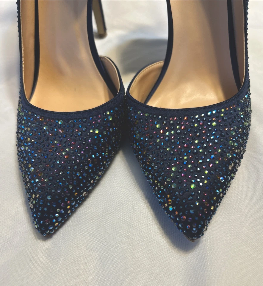 Vestido de salón rojo delicioso azul multicolor estrás tacón alto para mujer talla 8” Foto 3 de 4