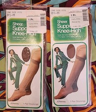 VTG JC Penney Sheer Knee Highs Nude Nylon Lot of 2 NEW UNOPENED Professional