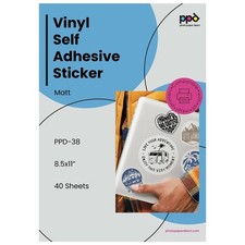 PPD Premium Printable Vinyl Sticker Paper for Inkjet Printer - 40 Sheets Matt...
