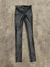 Spanx Leggings Womens Small Faux Vegan Leather Black High Rise Crop Ankle 2437