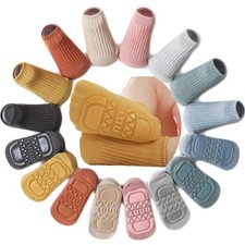 Toddler Baby Non Slip Socks 8 Pairs Antiskid Grips Ankle Infant Newborn Solid