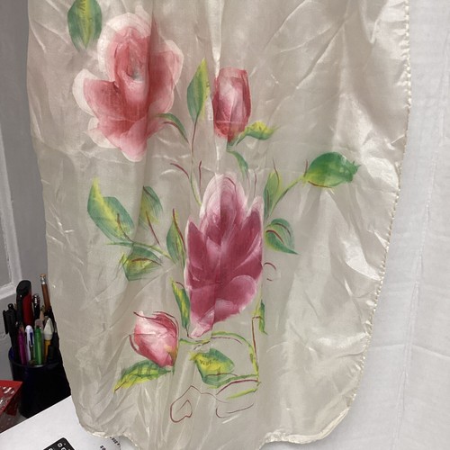Pink Rose Vintage Head Scarf, Victorian, - Picture 8 of 8