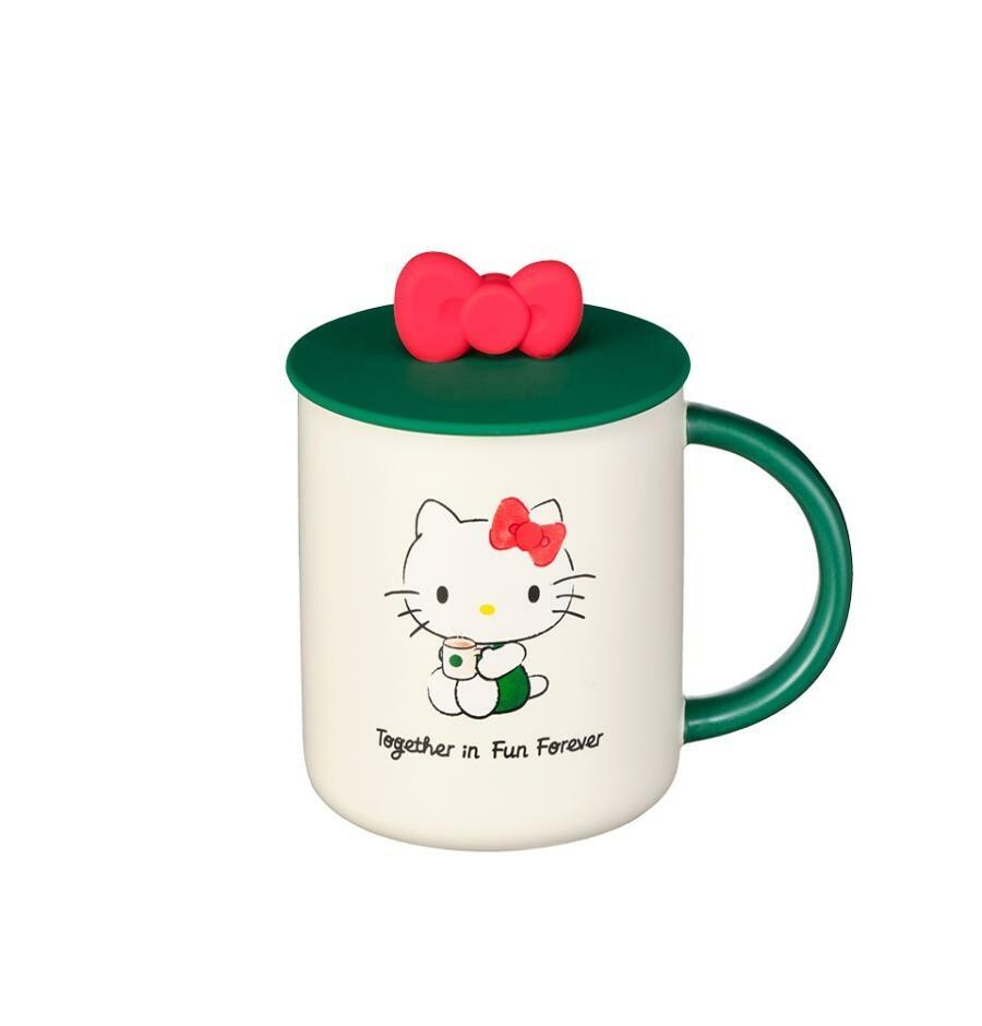 STARBUCKS Korea 2024 Hello Kitty Ribbon Lid Ceramic Mug Tall 16oz