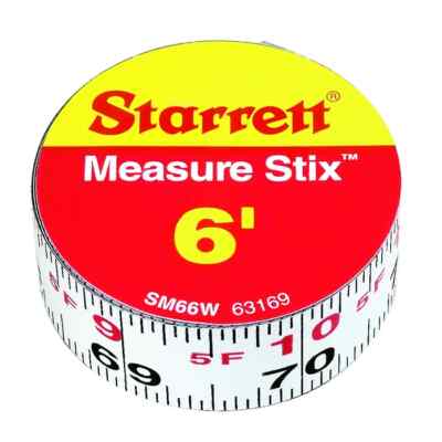 STARRETT Measure Stix Adhesive Backed Steel Measuring Tape SM66W-3/4'' X 6'' 63169