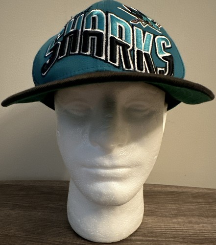 NHL San Jose Sharks New Era Men's Adjustable Vintage Retro Snapback Flatbill Hat - Picture 2 of 10