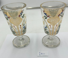Glas Gl&auml;ser Goldrand Handarbeit 2-teilig Taufe Hochzeit Ehe Firmung alt antik