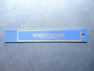 Leder LESEZEICHEN Christopher Chris Name BLAU Gold unbenutzt