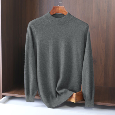 Men's Casual Sweater Crew Neck Cashmere Wool Blended Knit Sweater Business Tops