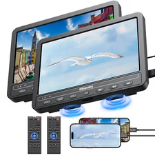 2x10.5" Full HD Dual Screen Car Headrest DVD Player Monitor USB Battery+Headsets