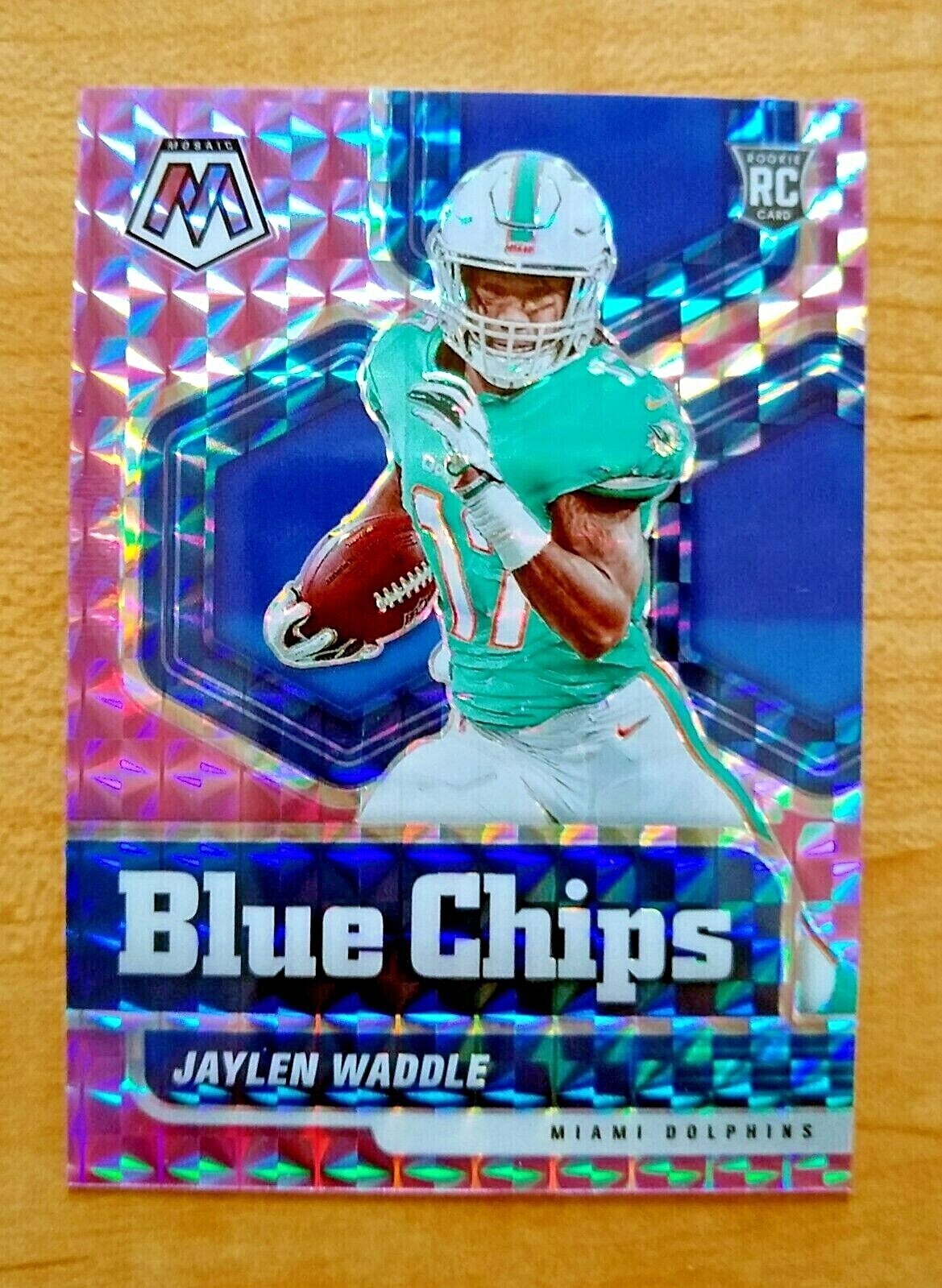 2021 PANINI MOSAIC JAYLEN WADDLE ROOKIE PURPLE PRIZM BLUE CHIPS RC /49 DOLPHINS