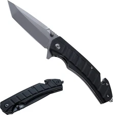 Flissa Tactical Folding Pocket Knife w/Liner Lock Tanto Blade Clip Glass Breaker