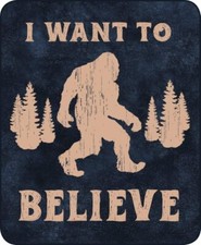 60x80" Sasquatch Big Foot I Want to Believe Mink Soft Faux Fur Twin Full Blanket