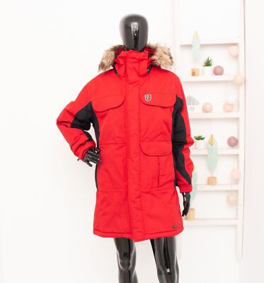 FJÄLLRÄVEN Kodiak Damen Parka Rot Hydratic Isolierte Jacke Fell Kapuze...