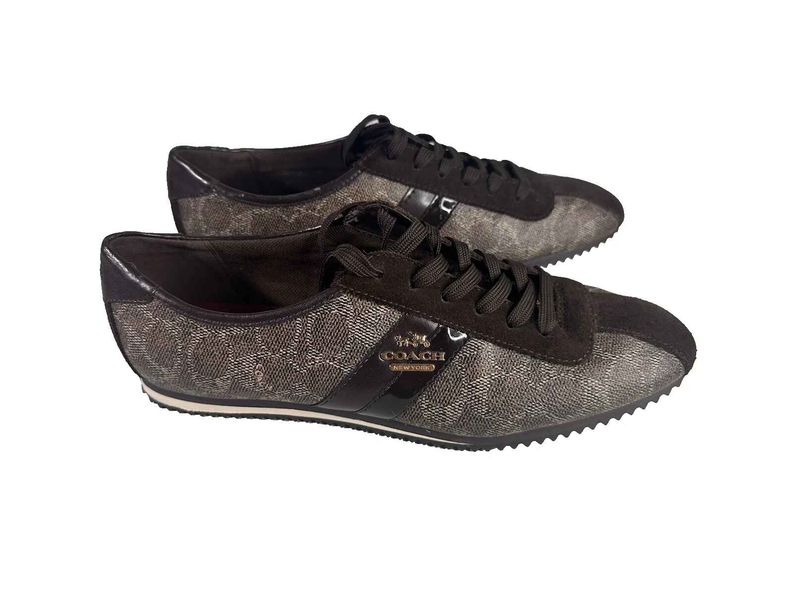 Nuove sneakers Coach IVY firmate marrone rivestito tela scamosciata moda taglia 10b $ 195