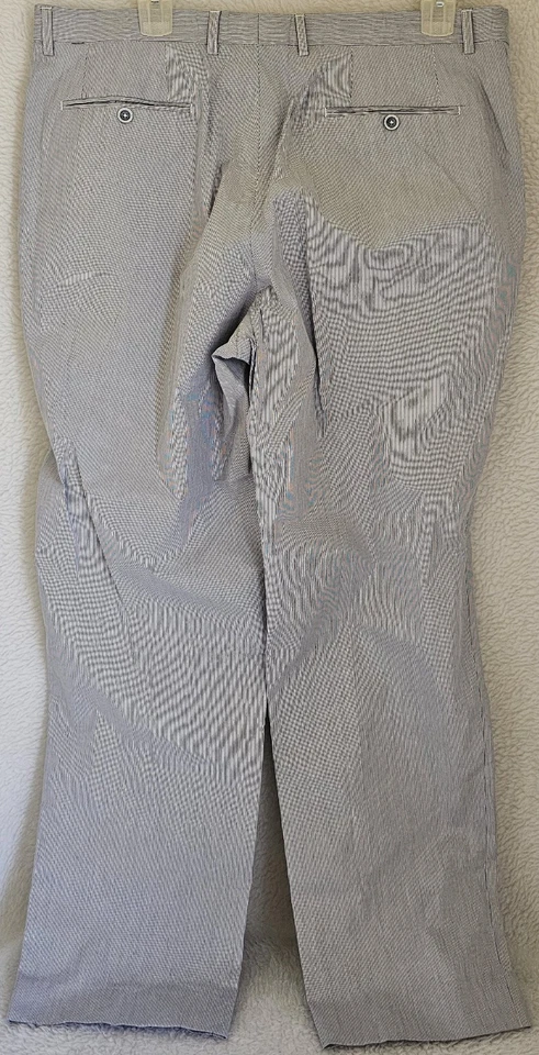 Pantalones de hombre Alan River talla 40,5 x 32,25 blanco azul a rayas Foto 4 de 4