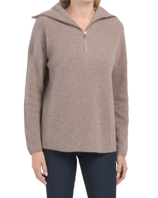 Cashmere quarter zip womens sales