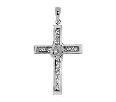 925 Sterling Silver High Quality Cubic Zirconia Religious Cross Charm ...