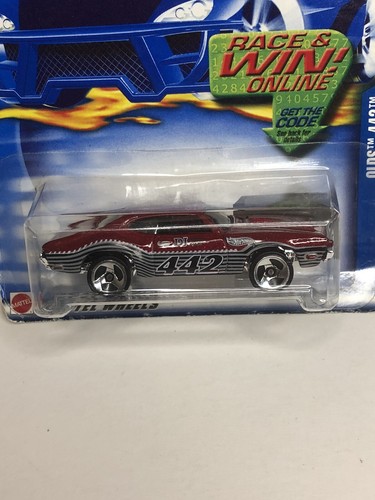 Hot Wheels Collector 2002 n.o #154 Olds 442 rojo oscuro con ruedas de 3 radios 55039 - Imagen 3 de 7