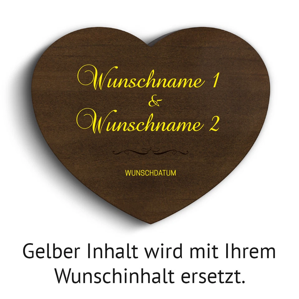 Hochzeit Ringbox Ringkissen Herz individuell 10x8,5cm Kebony Holz - Schriftzug - Bild 4 von 4