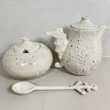 Anthropologie Creamer and Sugar  from Ocean Explorer Tea Set Seahorse Handle