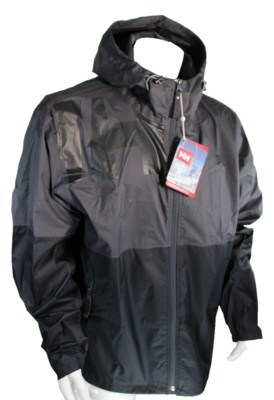 New HELLY HANSEN Men 2XL Black /Charcoal Waterproof Hooded Rain Jacket MSRP $169
