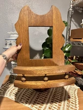 Vintage Wood Mirror Shaving Wall Mirror With Storage Shelf, Missing Mirror