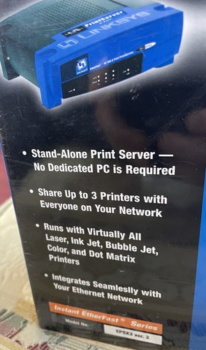 NIB “LINKSYS” (EPSX3 VER 2) 3 PORT PRINT SERVER 10/100 MBPS print server - Picture 4 of 9