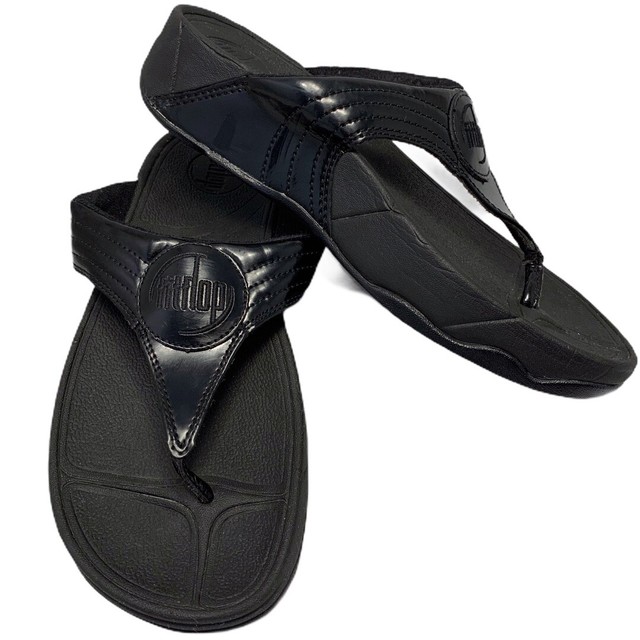 Fit Flop Black Wedge Wobble Heel Slip On Flip Flops (Mix Matched Size