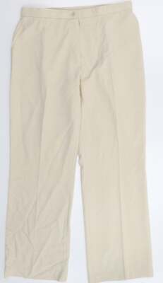 Marks & Spencer Damen Beige Polyestermischung Hose Größe 16 L32 in