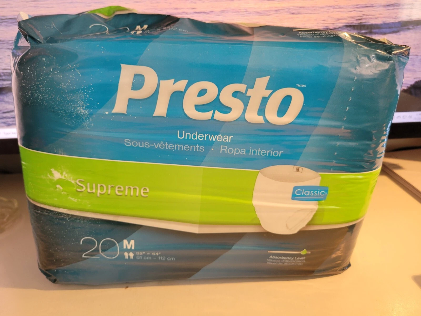 Pack de 20 sous vêtements adultes jetables Presto Supreme taille moyenne NEUF