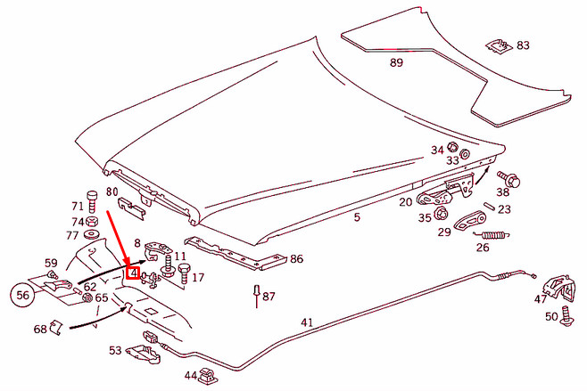 Loquet de capot moteur inférieur Mercedes-Benz E W124 A1248800260 d'origine