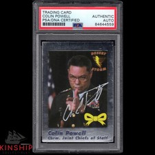 Colin Powell signed 1991 Desert Storm Silver Foil Card PSADNA Slabbed Auto C1081