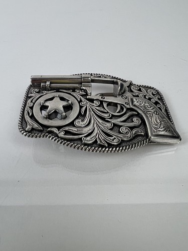WESTERN LONE STAR SPINNING REVOLVER BELT BUCKLE! VINTAGE! RARE! - Missing Barrel - Picture 3 of 4