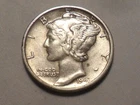 1943-D "BRIGHT HI-GRADE" WINGED MERCURY 90% SILVER DIME MINTAGE 71,949,000!