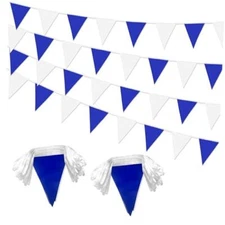 100 Feet Blue White Pennant Banner Flags String Triangle Bunting Flag for 