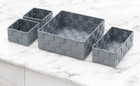 4 Grey Assorted Storage Basket Nestable Woven Fabric