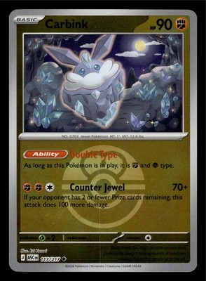 Carbink Ascended Heroes 117/217 Pokemon TCG NM Reverse Holo 2026
