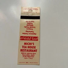 Michi's Tea House Restaurant Escondido CA Vintage Matchbook Cover SMB36-5